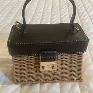 Zara Rattan Box Bag With Handle and Crossbody Strap